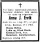 Dødsannonse Anna J. Ervik