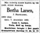 Dødsannonse Bertha Larsen