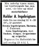 Dødsannonse Haldor Aleksander Ingebrigtsen